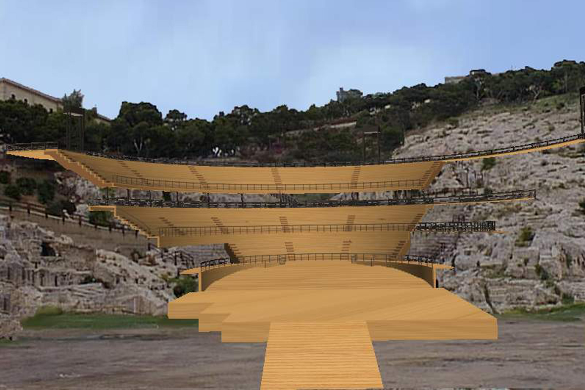 Anfiteatro Romano di Cagliari Struttura Amovibile - Luca Incani Simulazioni Architettoniche Tridimensionali